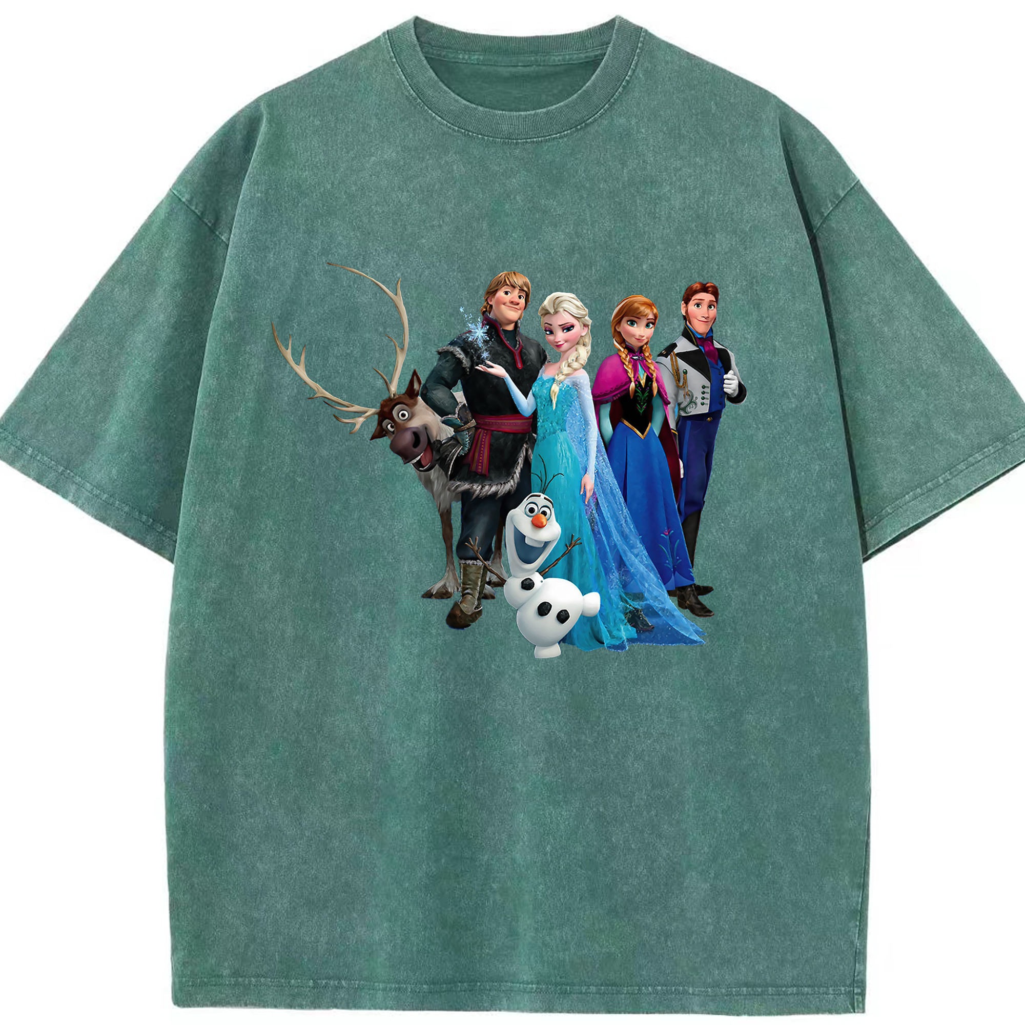 （画像用） アナと雪の女王 アンナ エルサ Frozen Anna Elsa 綿100% ヴィンテージ風 半袖Tシャツ（フロントプリント）
